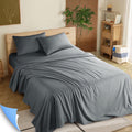 Wrinkle-Resistant Shilucheng 4 Pieces Luxury Bed Sheets Set, Plush Microfiber Bed Sheets, 16" Deep Pocket, Queen, Dark Gray - Breathable Egyptian Cotton Flat & Fitted Sheets - Default Title