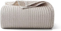 Decorative Knitted 100% Cotton Waffle Bed Blanket King Size, Throw Blanket for Couch All Seasons (Beige, 104x90) - Cozy Fleece Throw Blanket for Couch & Bed - Default Title