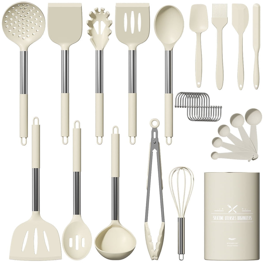 Chef-Quality Silicone Cooking Utensil Set, 30 Pcs Kitchen Utensils Set with Stainless Steel Handle, Food Grade Silicone Spatula Se... - Professional Kitchen Tool for Culinary Enthusiasts - Default Title