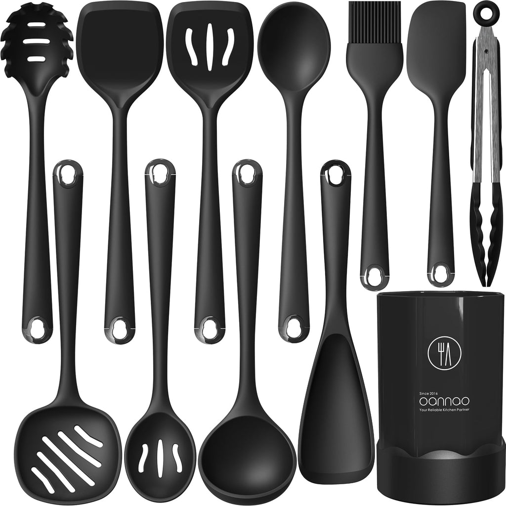 Premium Silicone Silicone Kitchen Utensils Set, 600°F Heat Resistant Silicone Cooking Utensils, Spatula, Spoon, Whisk, Tongs, Kitchen ... - Durable Turner & Ladle Utensil Set for Home Chefs - Default Title