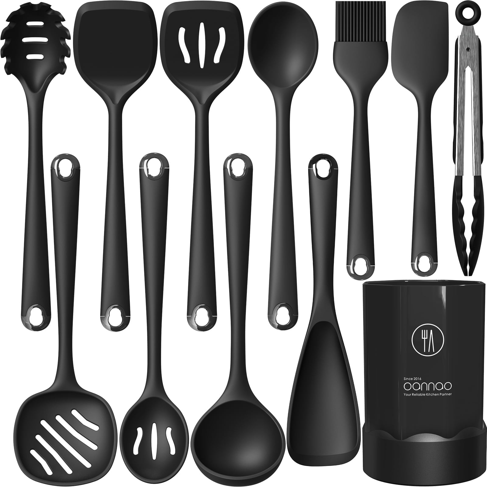 Premium Silicone Silicone Kitchen Utensils Set, 600°F Heat Resistant Silicone Cooking Utensils, Spatula, Spoon, Whisk, Tongs, Kitchen ... - Durable Turner & Ladle Utensil Set for Home Chefs - Default Title