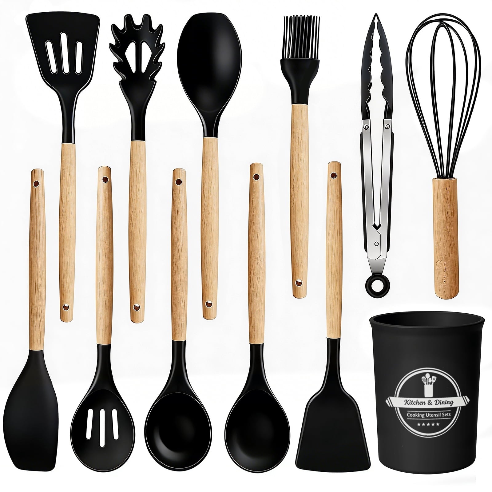 Heavy Duty Silicone Cooking Utensils Set, Heat Resistant Kitchen Cooking Utensils Set, 12 PCS Handle Silicone Kitchen Gadgets Ut... - High-Precision Culinary Tool for Baking & Cooking - Default Title