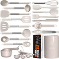 Durable Steel Large Silicone Cooking Utensils Set - Heat Resistant Kitchen Utensils,Turner Tongs,Spatula,Spoon,Brush,Whisk,Stainles... - Professional Kitchen Tool for Culinary Enthusiasts - Default Title