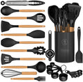 Premium Silicone Silicone Cooking Utensils Set - Silicone Kitchen Utensils for Cooking Wooden Handles, 446°F Heat Resistant Kitchen Ut... - Premium Stainless Steel Cooking Utensil for Non-Stick Pots - Default Title