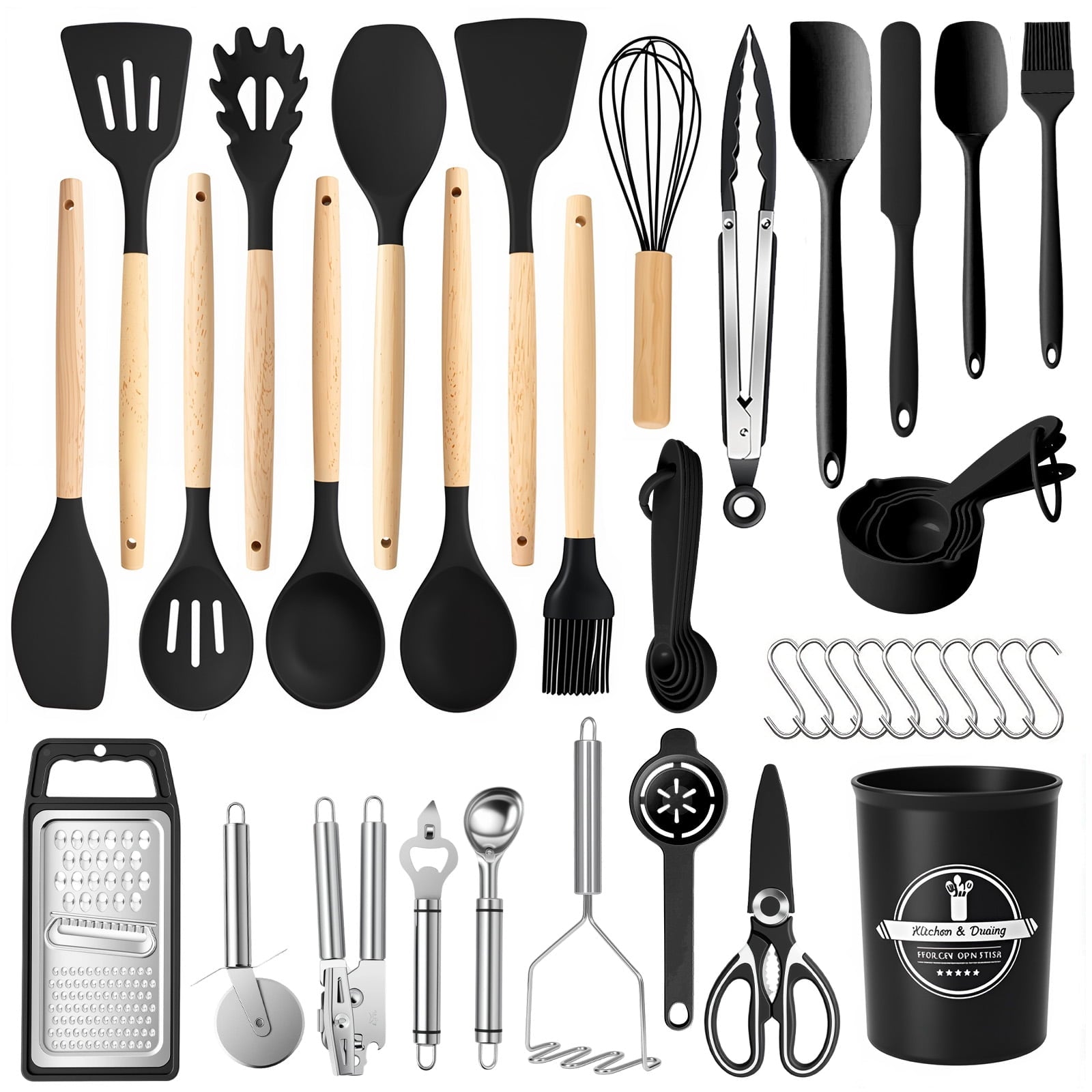 Professional Grade Silicone Cooking Utensils Set with Holder, 44 PCS Kitchen Utensils Set, Silicone Kitchen Gadgets Spatulas Set for Non... - High-Precision Culinary Tool for Baking & Cooking - Default Title
