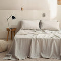 Cooling Sateen 100% Linen Sheet Set Solid Color-4 Pcs Washed French Linen Bed Sheets(1 Flat Sheet,1 Fitted Sheet,2 Pillowcases)-Brea... - Cooling Hotel Quality Bedding Sheets and Pillowcases - Default Title