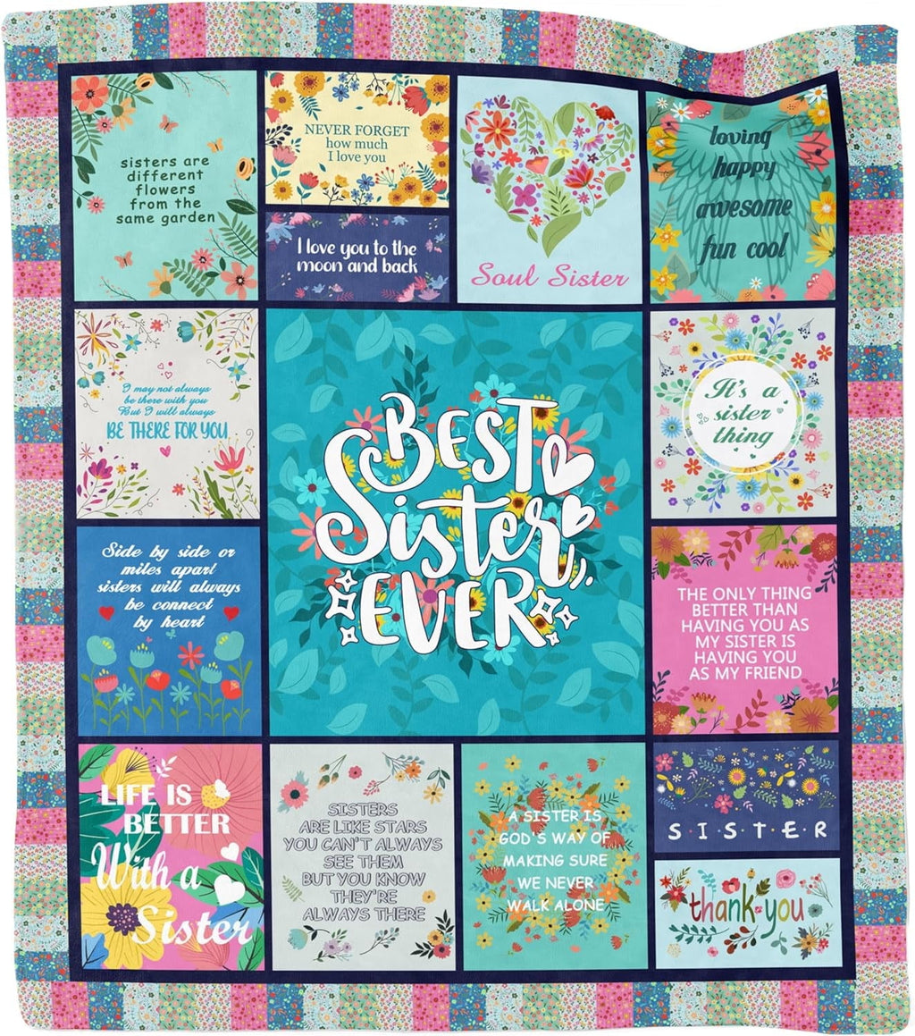 Decorative Knitted Sister Gifts Blanket for Birthday, Mother's Day, Christmas - Big Sister Gift Ideas - Luxury Knitted Decorative Throw Blanket with Fringes - Default Title