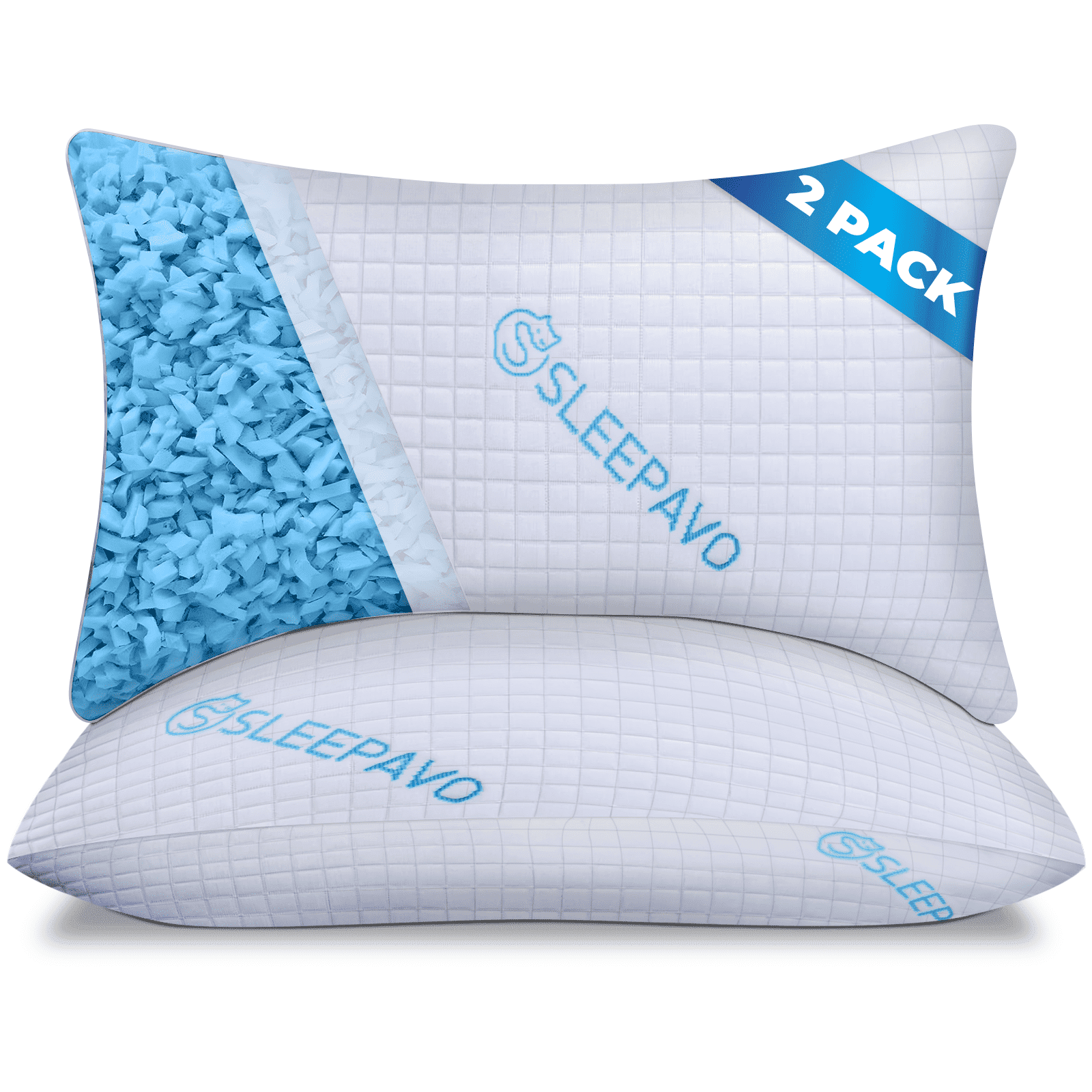 Ergonomic Memory Foam Adjustable Shredded Memory Foam Pillows Queen Size Set of 2 - Extra Soft Cooling Bamboo Bed Pillows for Sleeping - Ba... - Hotel Quality Plush Sleeping Pillows - Default Title