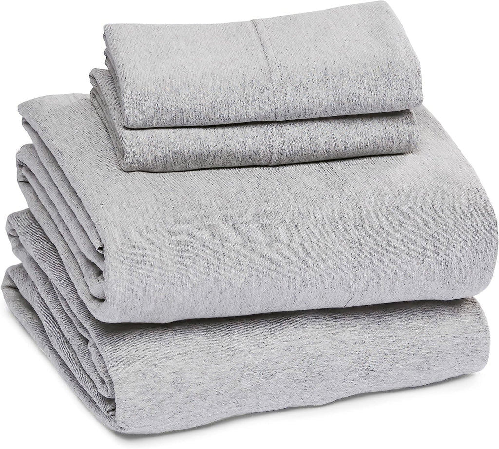 Ultra-Soft Jersey Knit Full Size Sheets 4pc|100% T-Shirt Cotton Blend Super Soft Breathable Jersey Sheets Full Size Bed, Stretch... - Premium Ultra-Soft Pillowcase Pair for Sleeping - Default Title