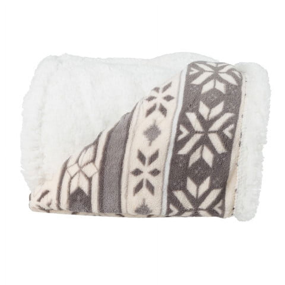 Decorative Knitted 50x60-Inch Machine Washable Fleece Blanket with Snowflakes - Super Soft Reversible Sherpa Flannel Blanket - Default Title