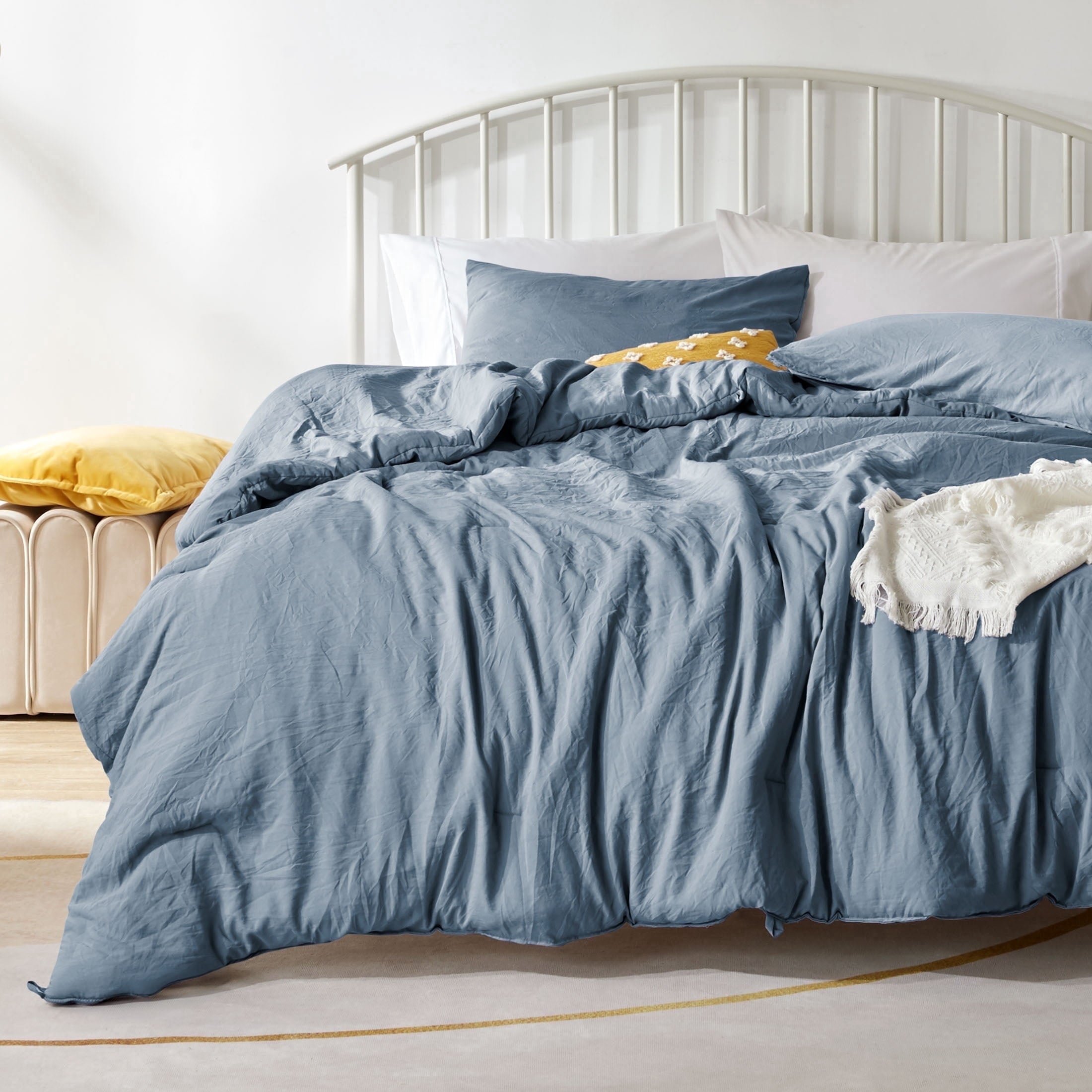 Luxurious Quilted Washed Comforter Sets Queen 3 Piece, Soft and Cozy, Fluffy Microfiber Fill, Washed Textured Wrinkled Design (Flint St... - Cloud-Like Soft Lightweight Bed Comforter - Default Title