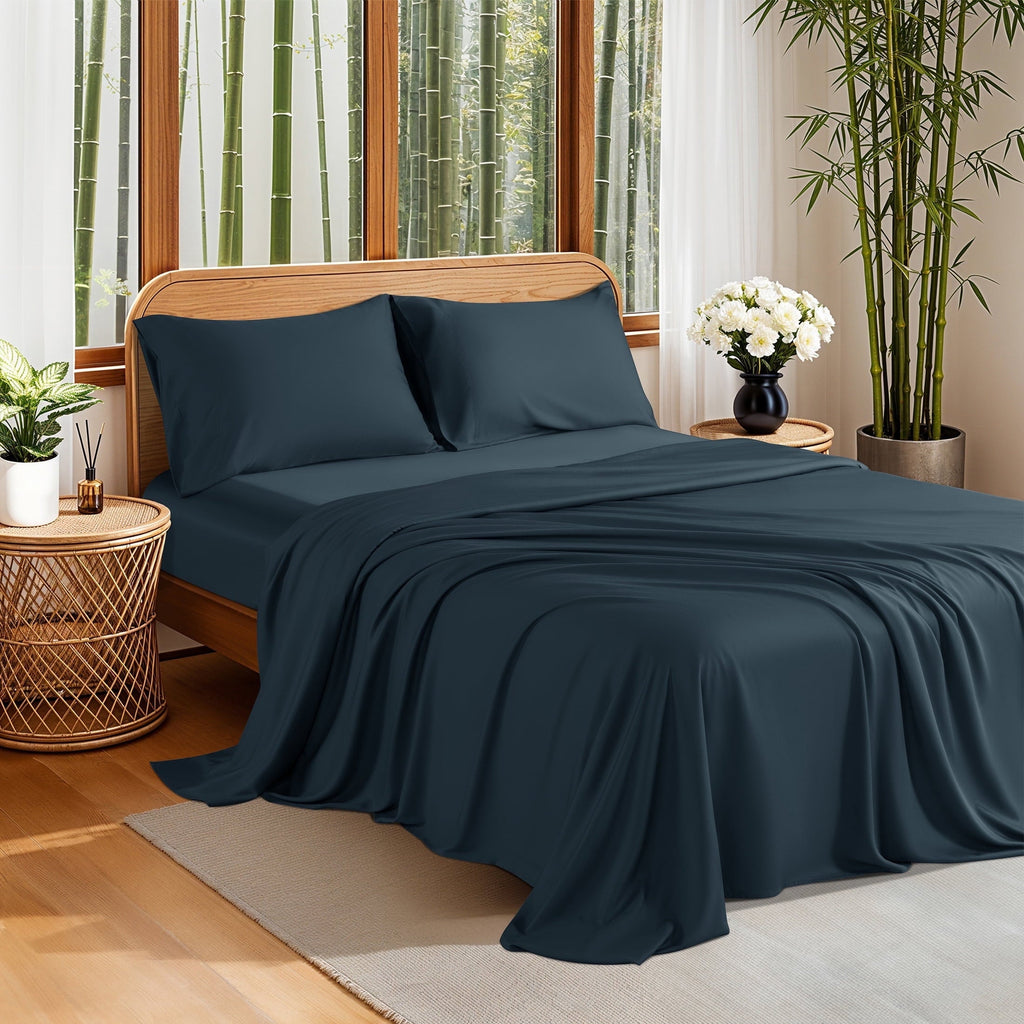 Wrinkle-Resistant 100% Organic Luxurious Bamboo Sheets, Queen Sheet Set 4-Piece with 16" Deep Pocket, Silky Smooth Luxury Bed Sheets, N... - Cooling Hotel Quality Bedding Sheets and Pillowcases - Default Title