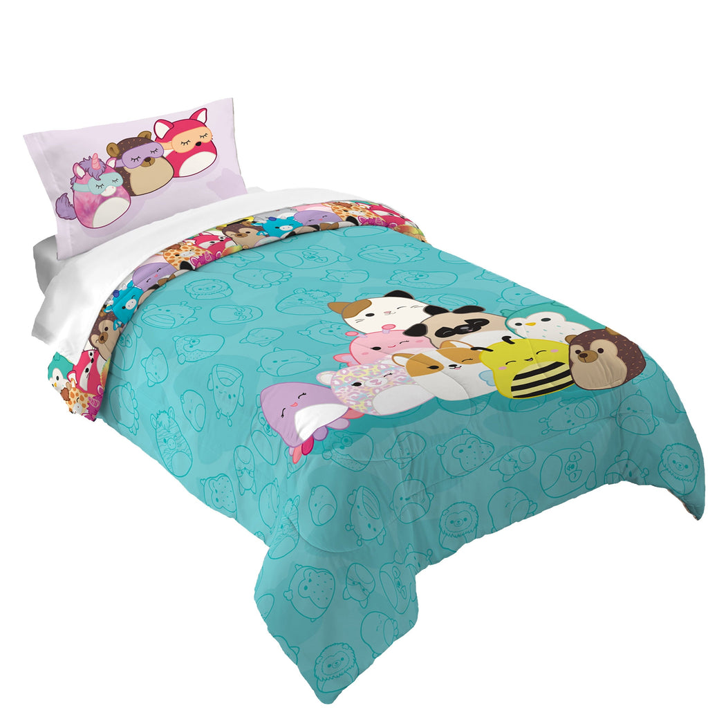 Heavyweight Warmth Squishmallows Kids 2 Piece Teal Blue Reversible Comforter and Pillowcase set, Twin/full - Cloud-Like Soft Lightweight Bed Comforter - Default Title