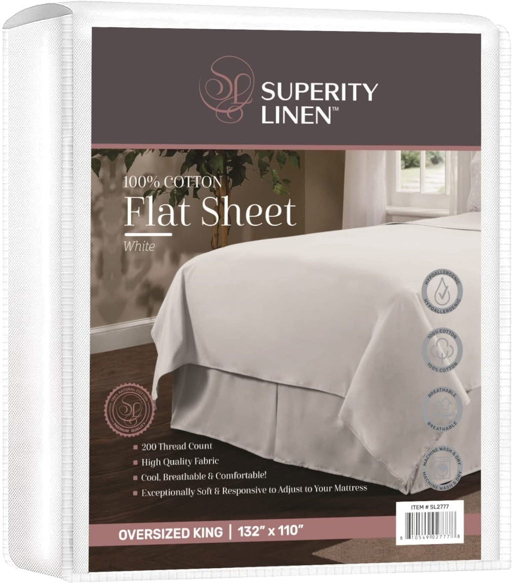 Ultra-Soft Oversized King Size Flat Sheet for Bed - 100% Cotton - Durable and Comfortable with 200 Thread Count - Soft, Breathea... - Breathable Egyptian Cotton Flat & Fitted Sheets - Default Title