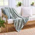 Decorative Knitted Woven Chenille Plaid Throw Blanket, Green River , 50x72 Inches - Lightweight Plush Warm Blanket for All Seasons - Default Title
