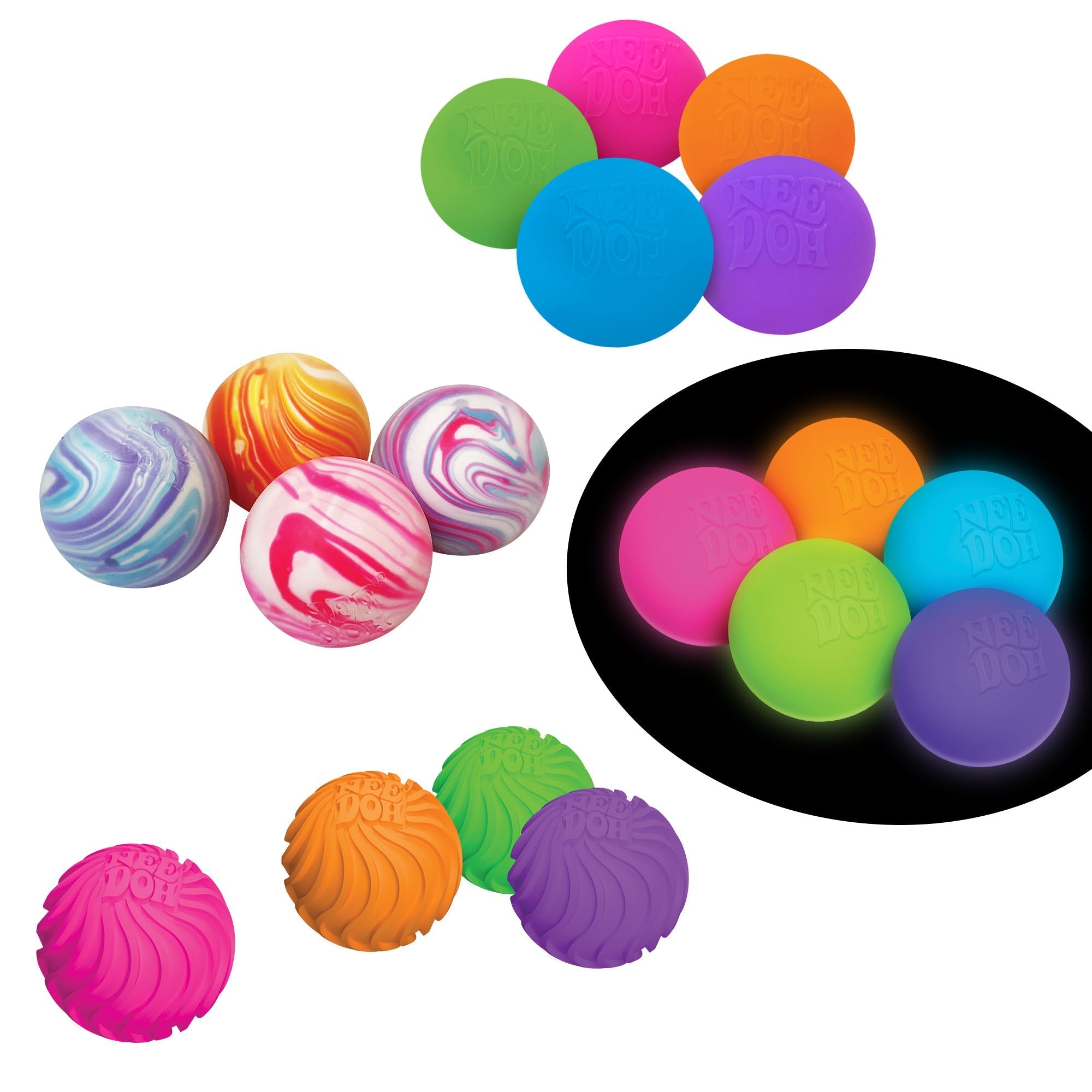 Micro Squishy NeeDoh Teenie Singles | Select Clover Shore - Teeny NeeDoh 3-Pack Pocket-Sized Squishy Balls - Surprise Me! (Random Style)