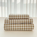 Premium Egyptian Cotton Sheet Set, Soft Brushed Microfiber Taupe Plaid Sheets, 4-Piece Brown Grid Set with Deep Pocket - Premium Ultra-Soft Pillowcase Pair for Sleeping - Default Title