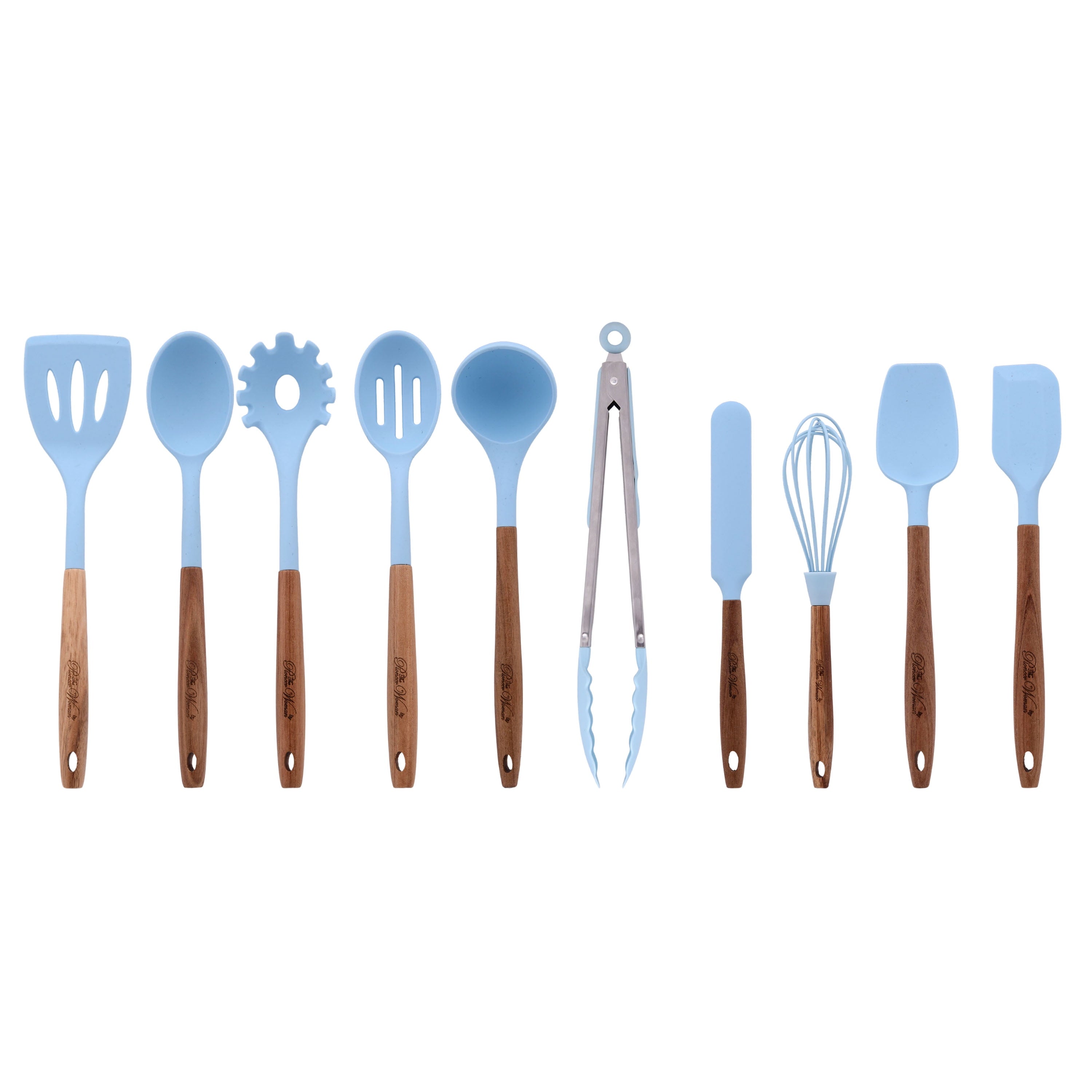 Chef-Quality 10-Piece Silicone and Acacia Wood Handle Cooking Utensils Set, Blue - Heavy Duty Stainless Steel Kitchen Shears - Default Title