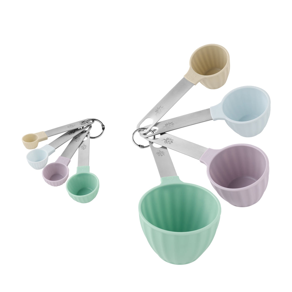 Premium Kitchen 8-Piece Plastic Measuring Cup and Spoon Set, Multicolor - Premium Stainless Steel Garlic Presser & Peeler - Default Title
