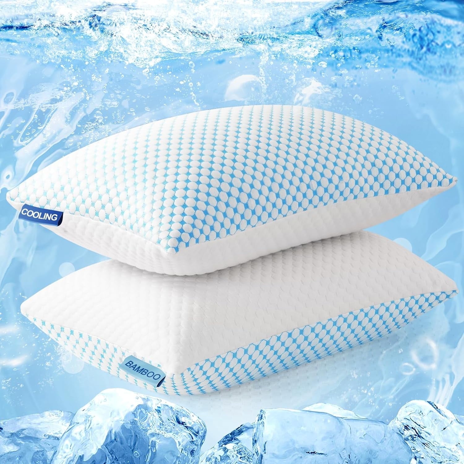 Orthopedic Support 2 Pack Cooling Pillow for Sleeping, Memory Foam Pillows Cool Bed Pillows Hotel Reversible Pillow with Washable Remova... - Ergonomic Memory Foam Pillow for Neck Pain Support - Default Title