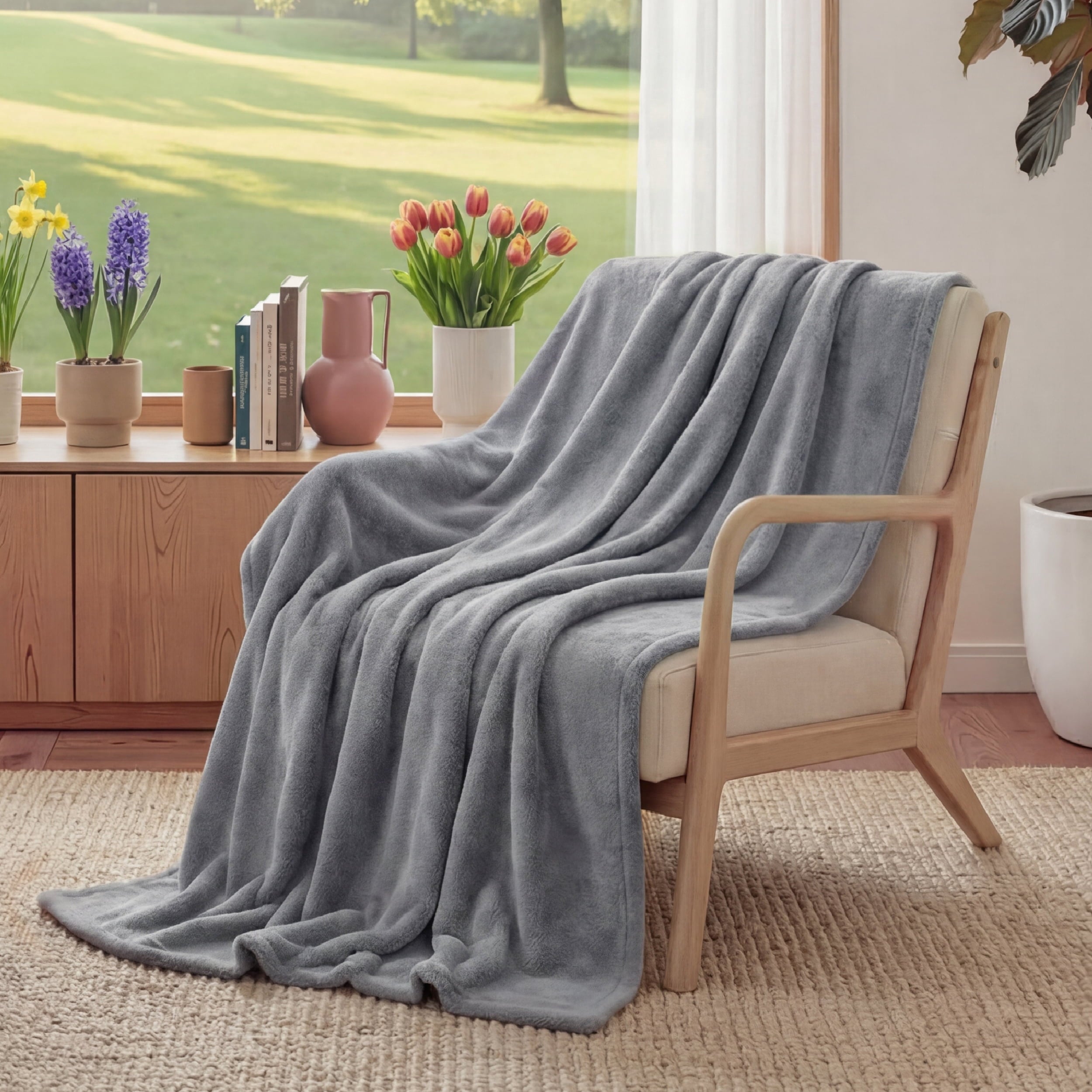 Super Soft Flannel Fleece Throw Blanket for Couch Grey, Lightweight Plush Fuzzy Cozy Soft Blankets and Throws for Sofa, 50x60 inches - Lightweight Plush Warm Blanket for All Seasons - Default Title