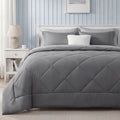 All-Season Queen Reversible Comforter Set - 7 Pieces Grey Bedding, Bed in a Bag with Alternative Comforter, Sheets, Pillowcases ... - All-Season Down Alternative Comforter Insert - Default Title