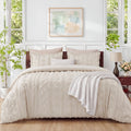 Hypoallergenic Cloud Tufted Boho Comforter Set Queen, Beige, 3 Pieces Farmhouse Shabby Chic Embroidery Bedding Set, Soft Jacquard Comforte... - Cloud-Like Soft Lightweight Bed Comforter - Default Title