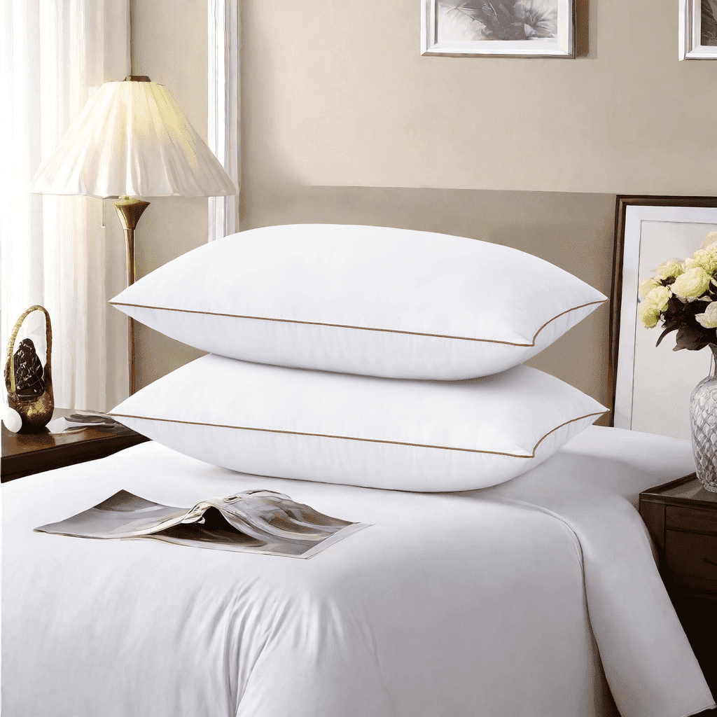 Decorative Plump Down Feather Pillows for Bed 20 x 30 Inches Queen Size Set of 2, Medium Firm Luxury Cooling Hotel Collection Feather ... - Ergonomic Memory Foam Pillow for Neck Pain Support - Default Title
