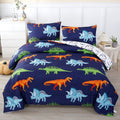 All-Season 3 Pcs Dinosaur Twin Size Bedding Sets for Boys, Dinosaur Printing Boys Comforter Set, Blue and White Reversible Bed C... - All-Season Down Alternative Comforter Insert - Default Title