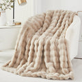 Cozy Fleece Taupe Faux Fur Bubble Blankets for Couch Chair Sofa Luxury Fluffy Thick Bubble Throw Blanket Furry Blanket Fuzzy Soft... - Lightweight Plush Warm Blanket for All Seasons - Default Title