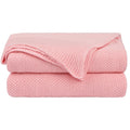 Cozy Fleece Pure Cotton Soft Cable Knit Throw Blanket Pink 50" x 70" - Cozy Fleece Throw Blanket for Couch & Bed - Default Title