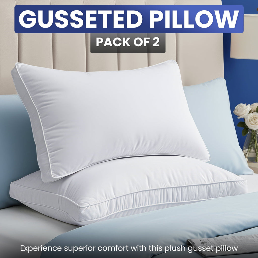 Hotel Collection Queen Bed Pillow, 26"L x 18" W, Set of 2, Soft and High-Quality, Gusseted Pillow for All Sleep Positions (White) - Orthopedic Shredded Foam Bed Pillow Set - Default Title