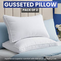Hotel Collection Queen Bed Pillow, 26"L x 18" W, Set of 2, Soft and High-Quality, Gusseted Pillow for All Sleep Positions (White) - Orthopedic Shredded Foam Bed Pillow Set - Default Title