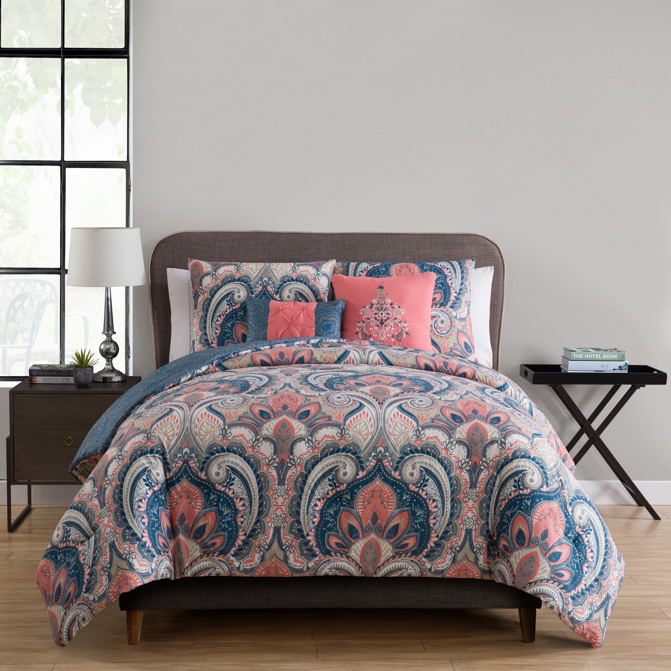 Hypoallergenic Cloud Casa Real 5-Piece Coral Damask Reversible Comforter Set, King, Adult, Unisex - Cloud-Like Soft Lightweight Bed Comforter - Default Title
