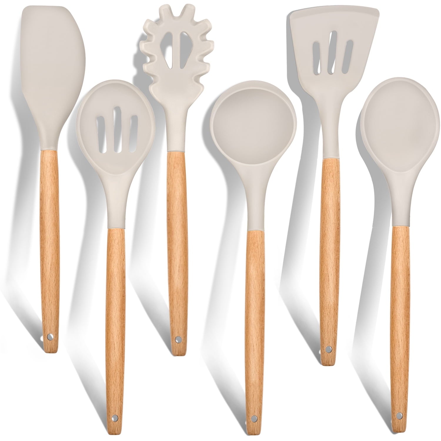 Durable Steel Kitchen Utensils Set of 6, Silicone Cooking Utensils with Wooden Handle, Non-Stick Cookware & Heat Resistant, Include... - Professional Kitchen Tool for Culinary Enthusiasts - Default Title