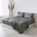 Breathable Luxury Virtu Bed Sheets Set, Deep Pocket Rayon Derived 4 Piece Queen Sheets sets, Gray - Premium Ultra-Soft Pillowcase Pair for Sleeping - Default Title