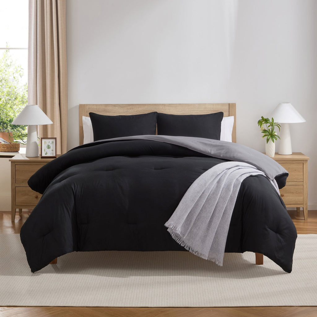 Heavyweight Warmth Comforter Sets, All Season Lightweight Reversible Queen Comforter Set, 3-Pc Bedding Sets, Black/Charcoal gray - All-Season Down Alternative Comforter Insert - Default Title