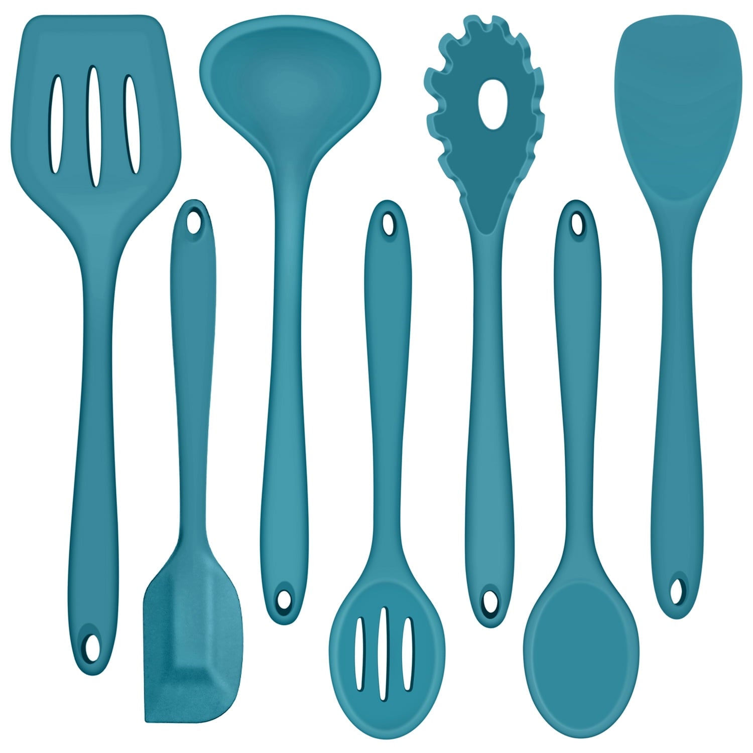 Heavy Duty 7-Piece Silicone Cooking Utensils Set, Blue Kitchen Utensils, Non-stick Gadgets Tools Include Slotted Turner, Soup La... - Multi-Purpose Hand Tool for Daily Meal Prep - Default Title