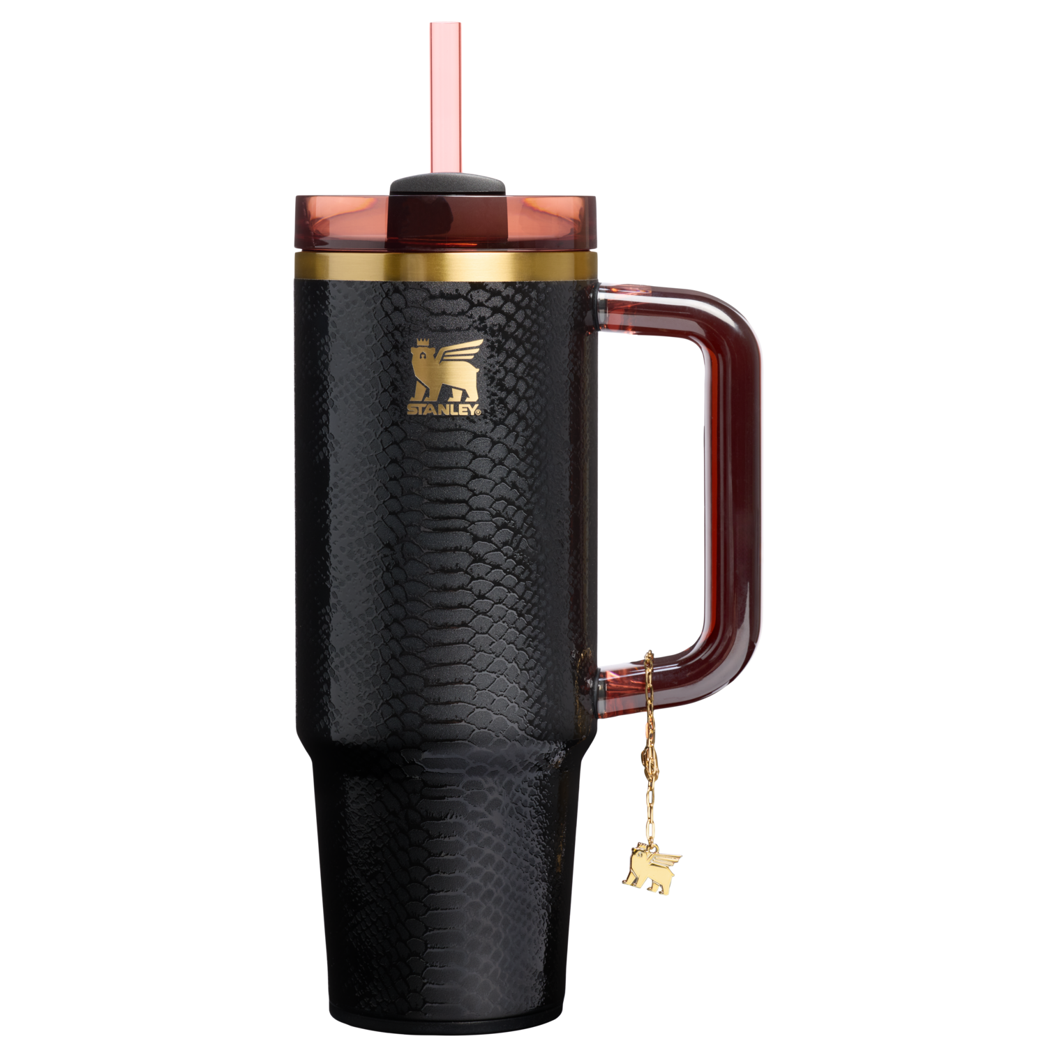 Insulated Travel The Quencher Luxe H2.0 Flowstate Tumbler D171F - Double-Wall Vacuum Insulated Travel Tumbler with Straw - Black Snakeskin