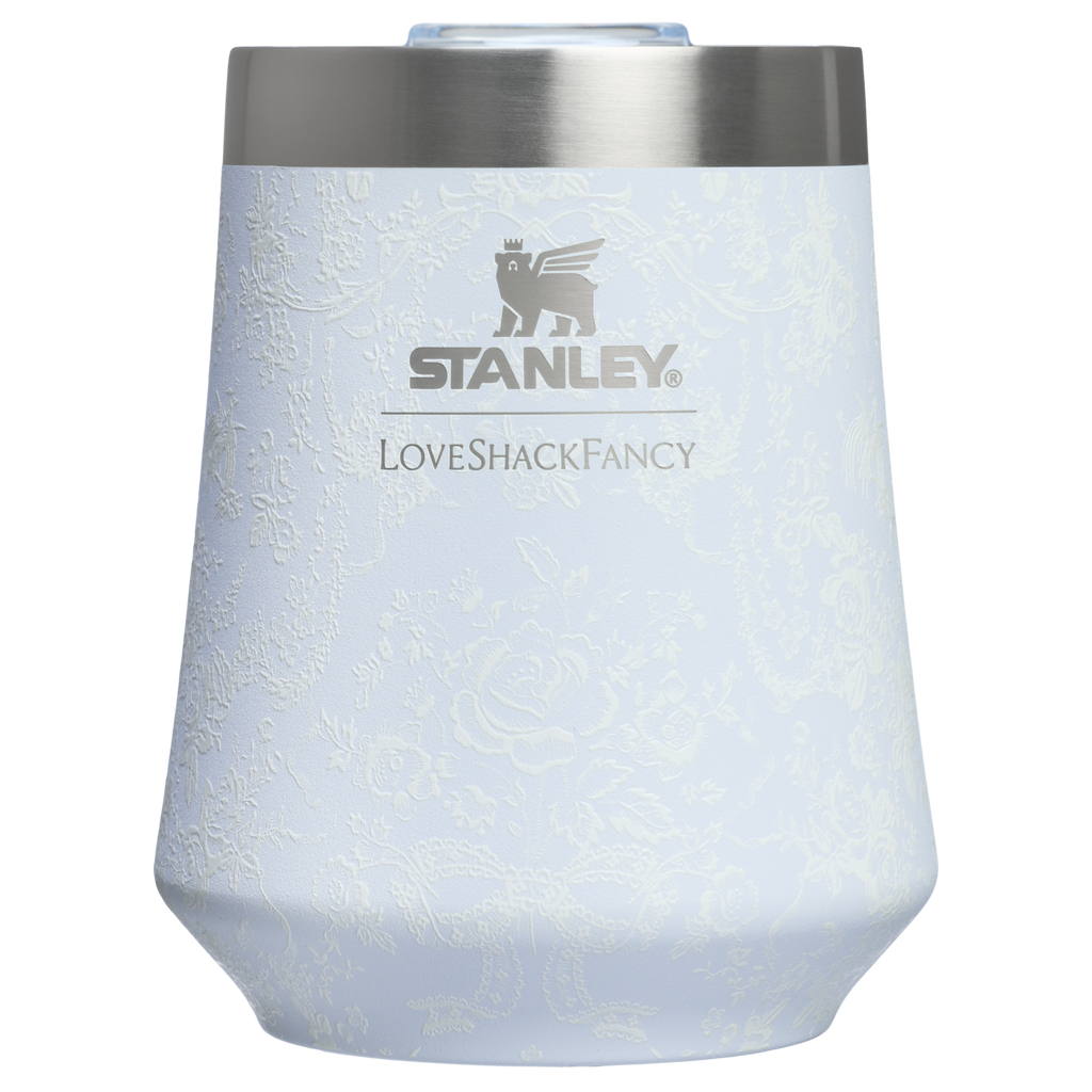 Premium Matte Stanley 1913 x LoveShackFancy Holiday Reserve Wine Tumbler D367F - Reserve Collection Stainless Steel Whiskey Cup - Baby Bow Pink Peppermint