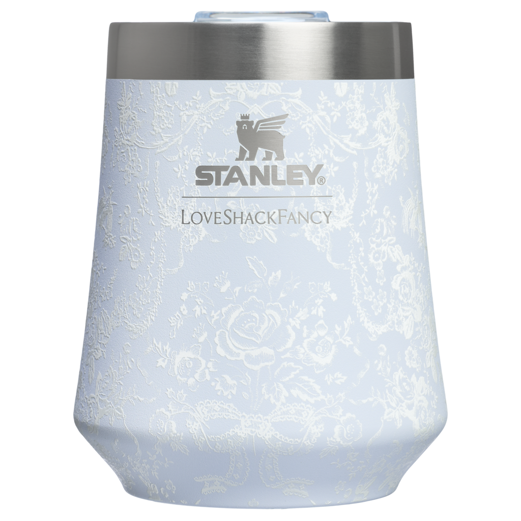 Premium Matte Stanley 1913 x LoveShackFancy Holiday Reserve Wine Tumbler D367F - Reserve Collection Stainless Steel Whiskey Cup - Toscana Toile Alpine Blue