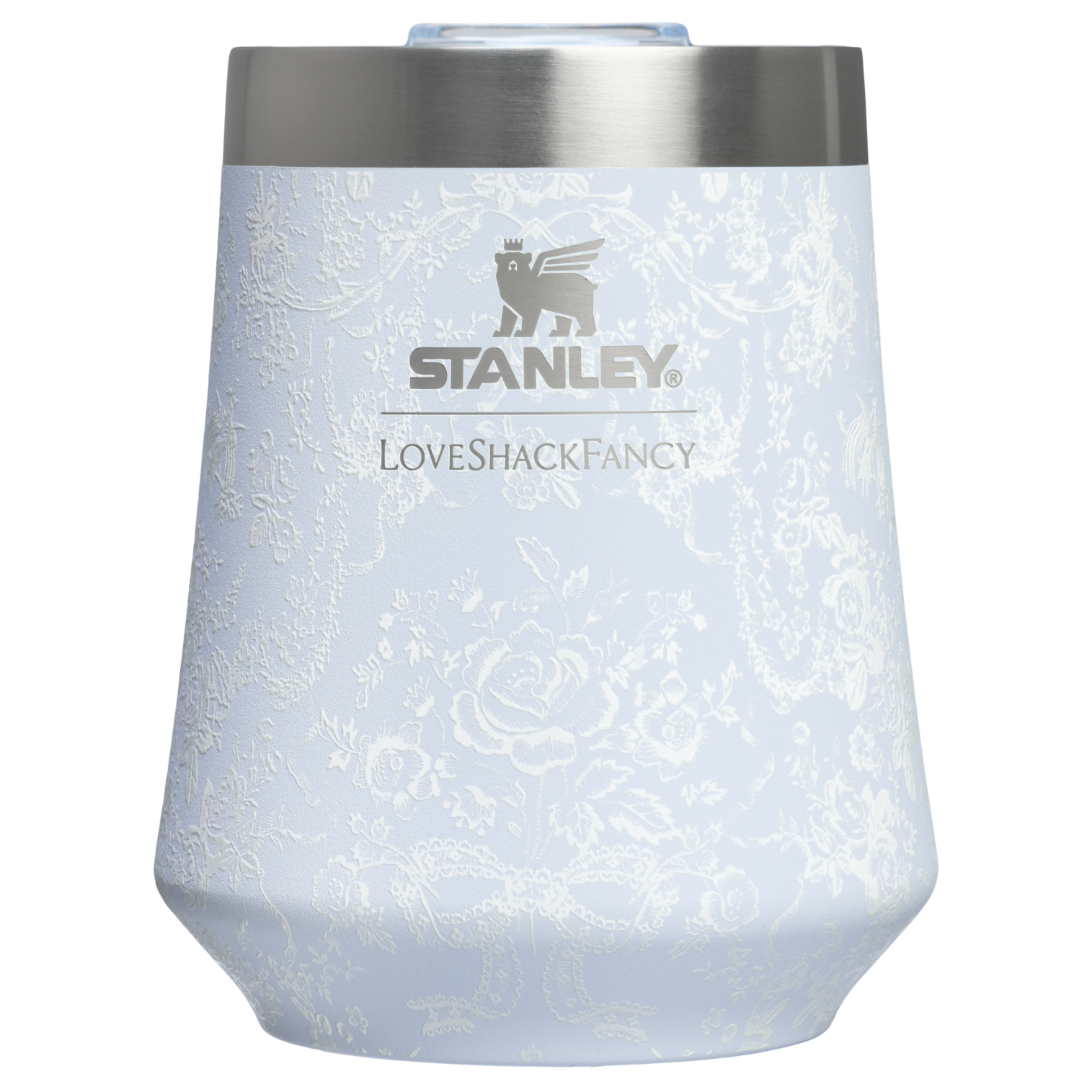 Premium Matte Stanley 1913 x LoveShackFancy Holiday Reserve Wine Tumbler D367F - Reserve Collection Stainless Steel Whiskey Cup - Toscana Toile Alpine Blue