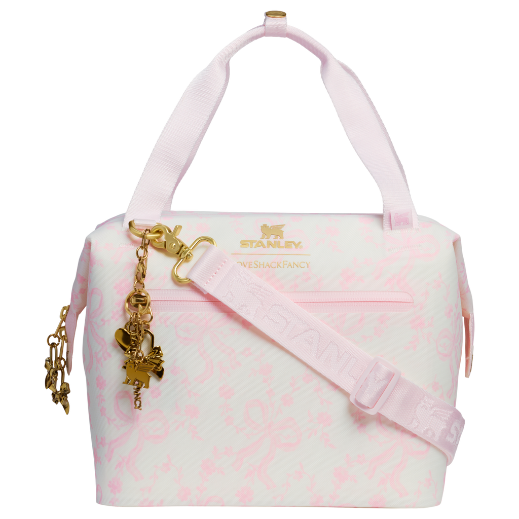 Leak-Proof Insulated Stanley 1913 x LoveShackFancy Holiday All Day Julienne Mini Cooler D194V - Heavy-Duty Ice-Retention Food & Beverage Carrier - Coquette Bow Winter Ice