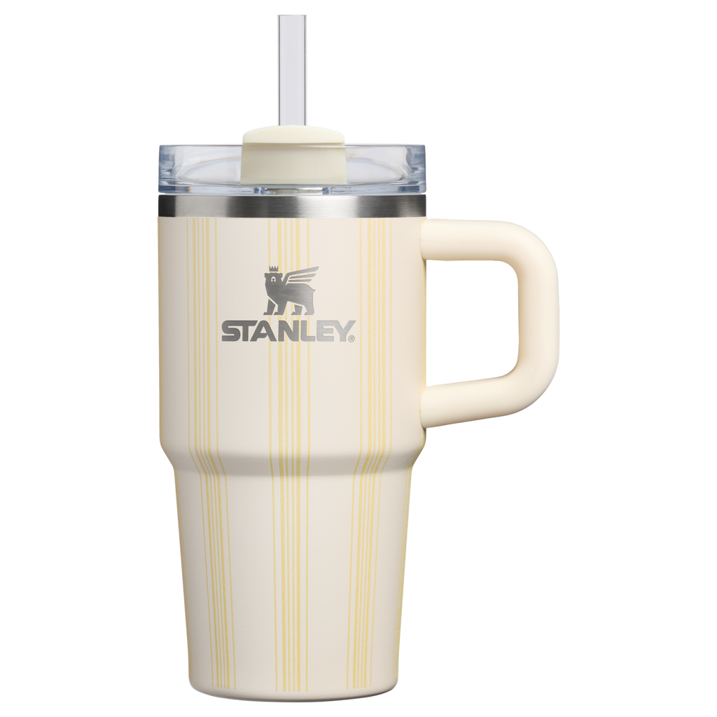 Double-Wall Vacuum The Quencher H2.0 Flowstate Tumbler D344H - Double-Wall Vacuum Insulated Travel Tumbler with Straw - Cream Picnic Stripe