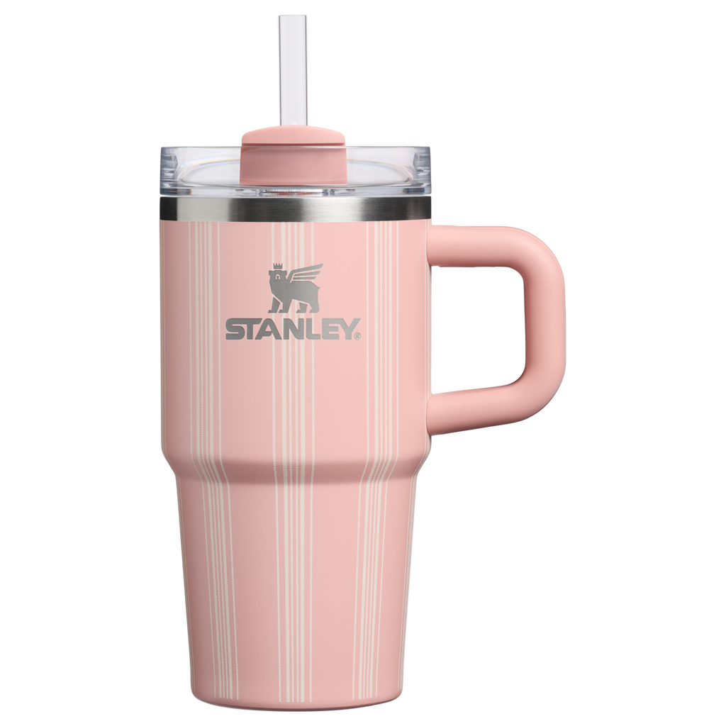 Double-Wall Vacuum The Quencher H2.0 Flowstate Tumbler D344H - Double-Wall Vacuum Insulated Travel Tumbler with Straw - Peach Rose Picnic Stripe