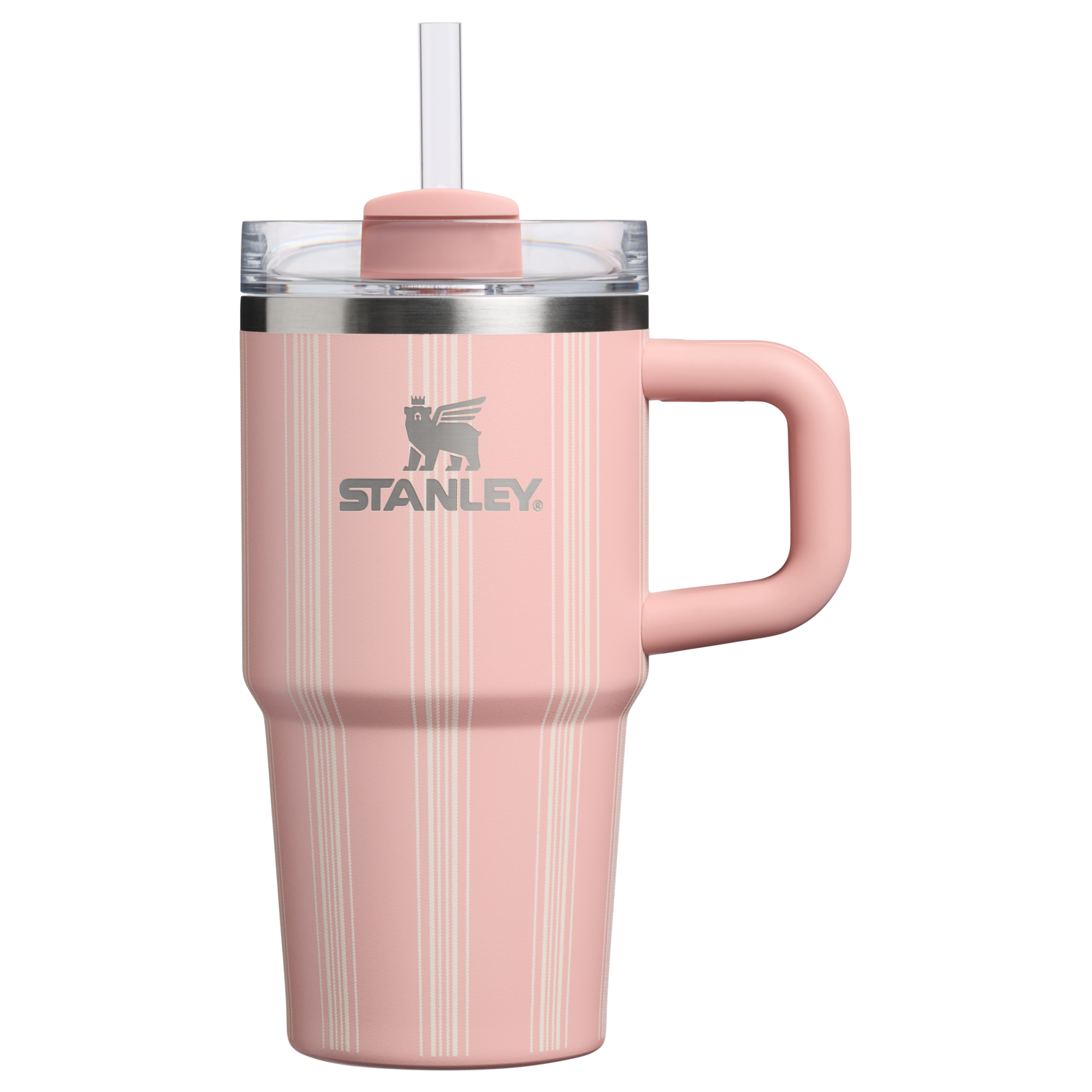 Double-Wall Vacuum The Quencher H2.0 Flowstate Tumbler D344H - Double-Wall Vacuum Insulated Travel Tumbler with Straw - Peach Rose Picnic Stripe