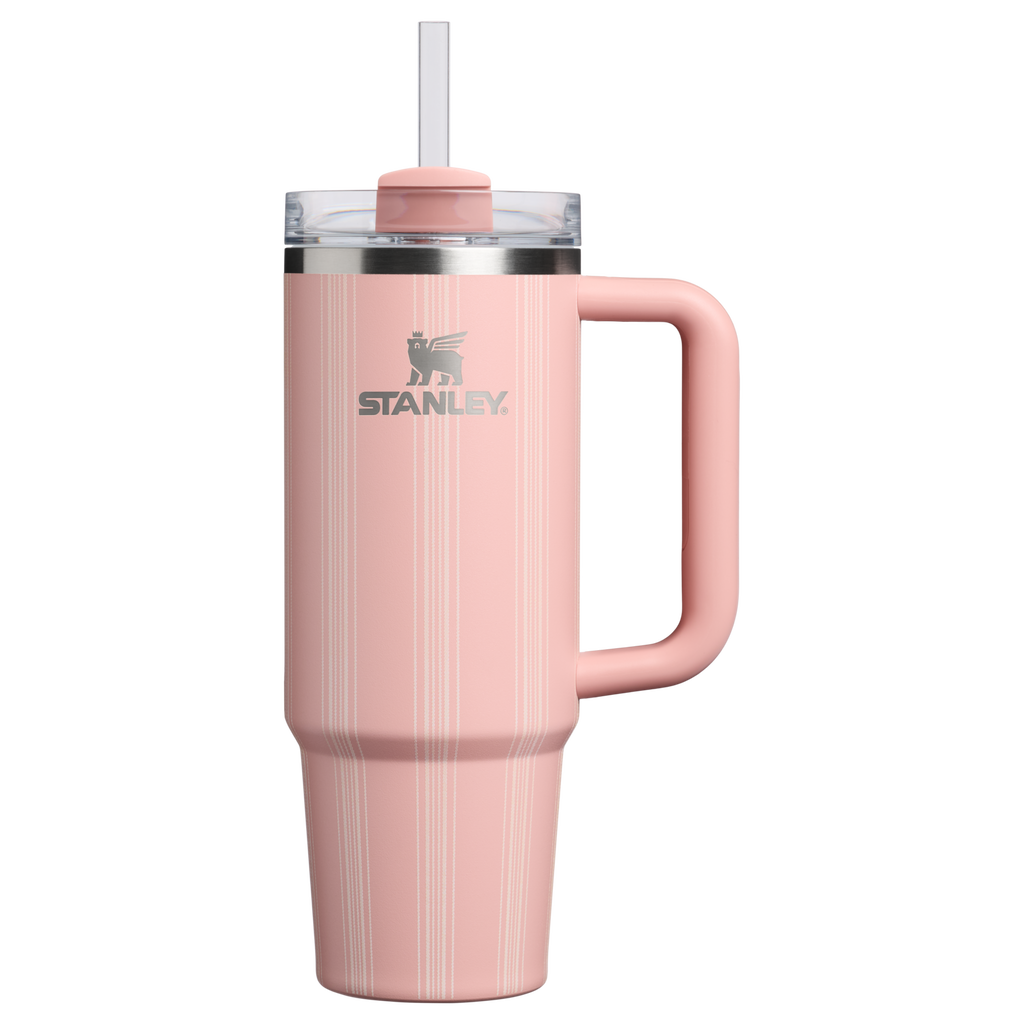 Splash-Resistant FlowState The Quencher H2.0 Flowstate Tumbler D343V - 40oz Large Capacity Car-Cup Friendly Quencher - Peach Rose Picnic Stripe
