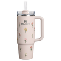 Double-Wall Vacuum The Quencher H2.0 Flowstate Tumbler D363L - Double-Wall Vacuum Insulated Travel Tumbler with Straw - Rose Quartz Bouquets