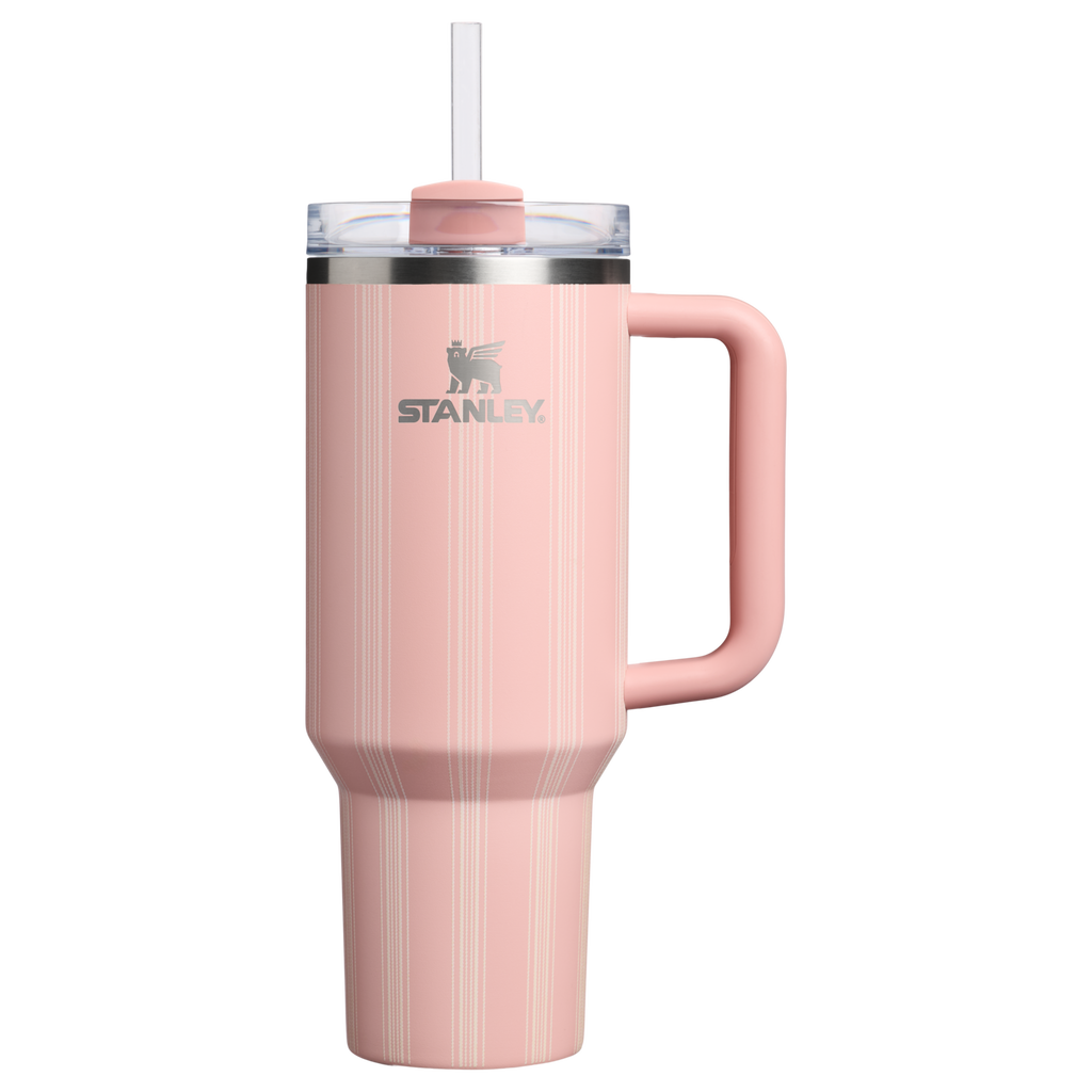 Double-Wall Vacuum The Quencher H2.0 Flowstate Tumbler D342C - FlowState 3-Position Lid Insulated Travel Mug - Peach Rose Picnic Stripe