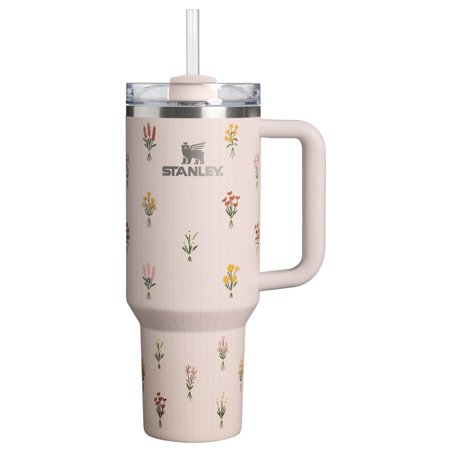 Car-Cup Friendly The Quencher H2.0 Flowstate Tumbler D362R - Double-Wall Vacuum Insulated Travel Tumbler with Straw - Rose Quartz Bouquets